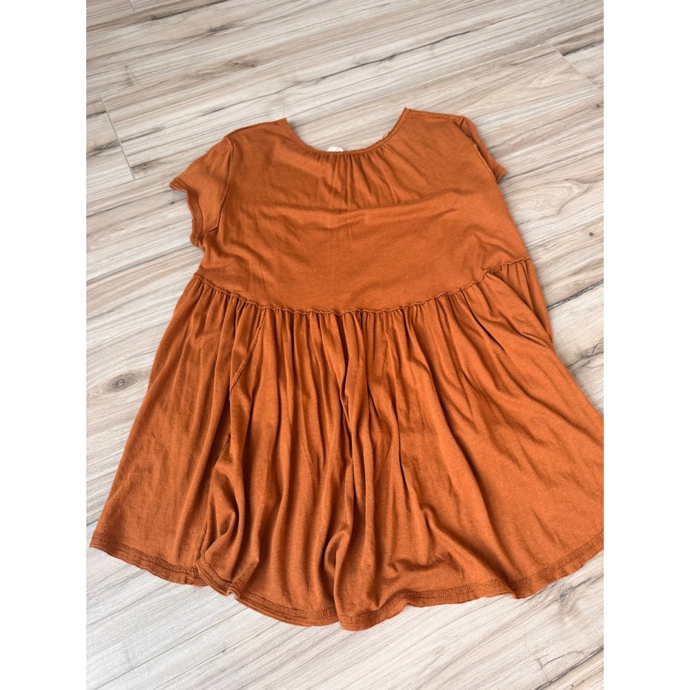 We The Free Free‎ People Rust Orange Pima Cotton Modal Babydoll Top Small
